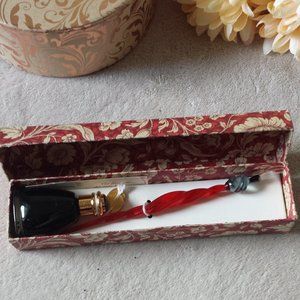 BNIB Vintage Marbleized Glass Dip Pen